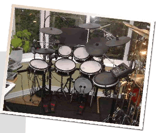Electric drum kit with V cymbals